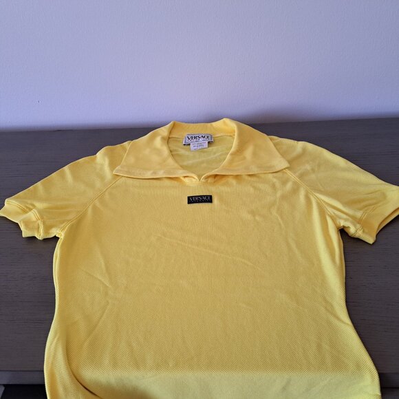VERSACE Intensive Italy Body Suit Yellow Short Sleeve Sportswear Vintage Sz 10/M - Picture 9 of 11